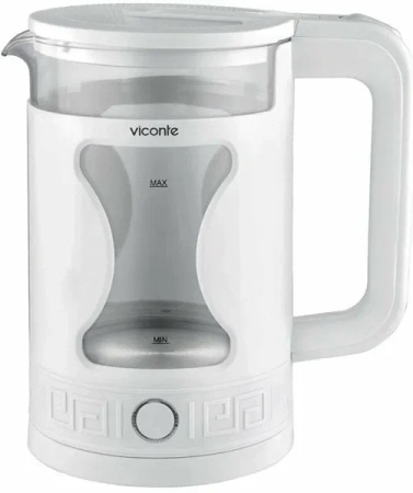 1. Чайник VICONTE VC-3308 белый стекло-пластик 1,5л, 2кВт