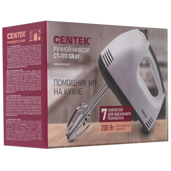 3. Миксер Centek CT-1111  170Вт, 6 скоростей+турбо, взбивание-замешивание