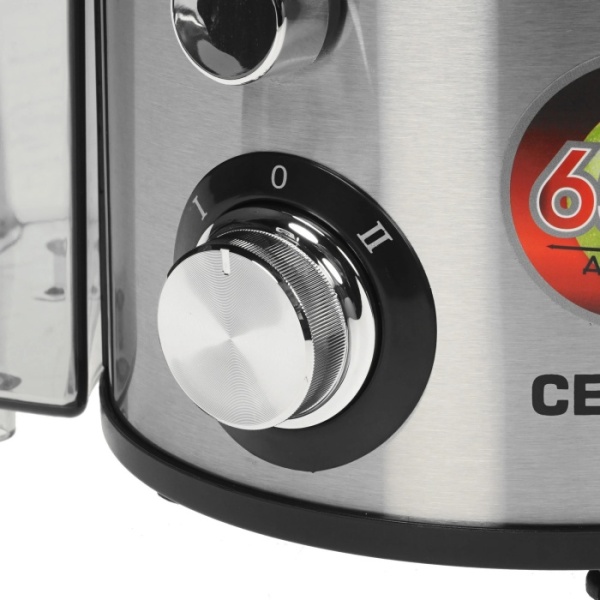 3. Соковыжималка Centek CT-1211 (черный, сталь) 650Вт, 2 скор. + Pulse, стакан  500 мл,