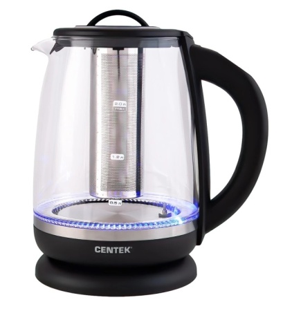 1. Чайник Centek CT-0017  стекло, 2.0л, 2200Вт, функция заваривания чая, внутр. LED подсветка