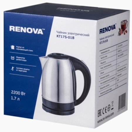 3. Чайник RENOVA KT17S-01B 1,7л