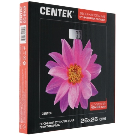 3. Весы напольные Centek CT-2416 (лилия) электронные 180кг, 0,1кг, LCD 65x28, размер 28х28см